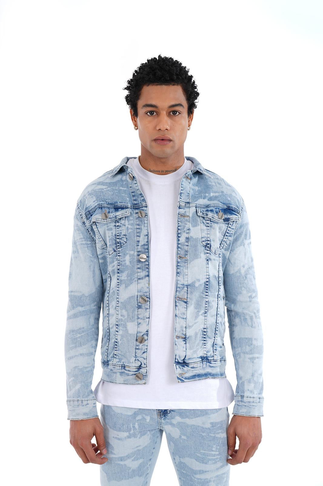 Acid wash denim jacket