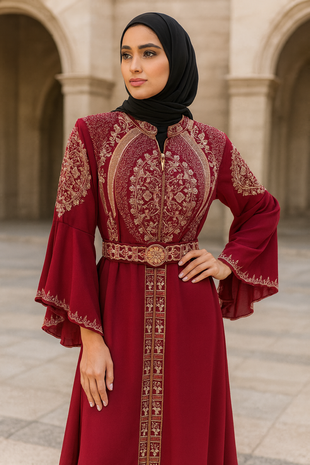 abaya glitter mouwen