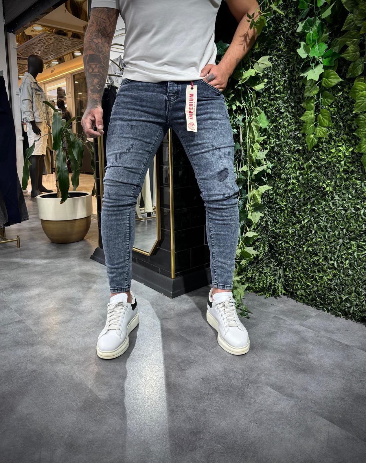 Blauw grijs jeans
