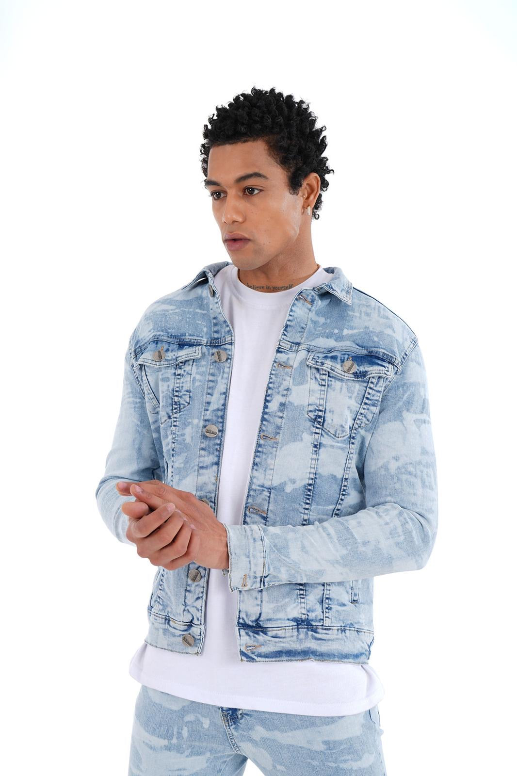 Acid wash denim jacket